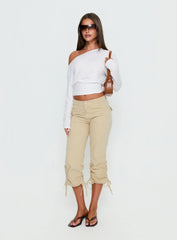 Ashlinn Off Shoulder Long Sleeve Drapey Top White
