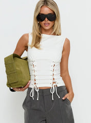 Lindee Tie Up Sleeveless Top White