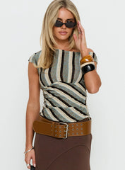 Darcia One Shoulder Top Multi Stripe