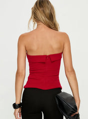 Mousse Strapless Top Red