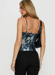Cacy Cami Top Navy Floral