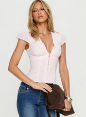 Speechless Lace Trim Top Soft Pink