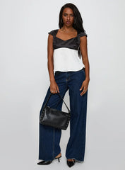 Think About It Cap Sleeve Top Black / White