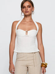Isabetta Halter Top White Petite