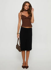 Mishy Scarf Detail Cami Top Brown Polka Dot