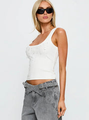 Diviana Droplet Rib Tank Top White