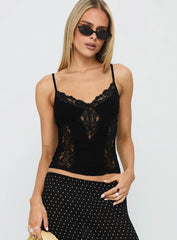 Rhiara Lace Trim Top Black