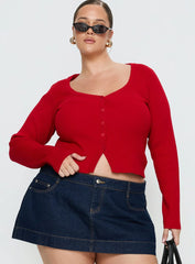 Sorenna Long Sleeve Top Red Curve