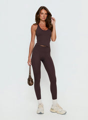 Pace Active Cross Back Tank Top Brown