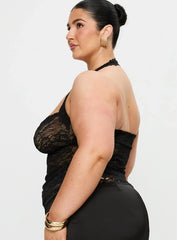 Fantasize Lace Halter Top Black Curve