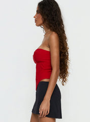 Chevon Strapless Corset Top Red