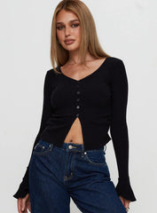 Take My Time Long Sleeve Top Black