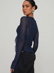 Everly Long Sleeve Top Navy