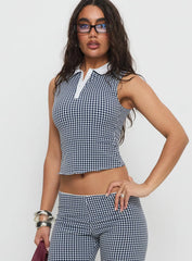 Tisuka Top Navy Check
