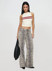 Top Model Low Rise Straight Leg Jeans Leopard Fade