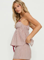 Chill Club Sleep Peplum Top Red / White Stripe
