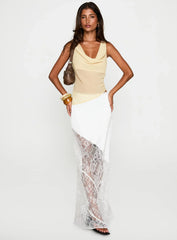 Pretty Little Fears Cowl Neck Top Beige