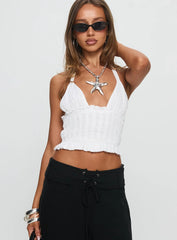 Essences Shirred Peplum Top White