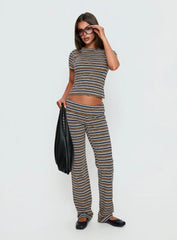 Manolo Short Sleeve Top Brown / Grey Stripe