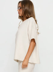 Kourta Off Shoulder Oversized Knit Top Oat