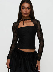 Worth My Time Tie Neck Cut Out Top Black