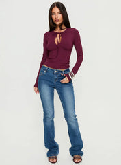 Yubin Keyhole Long Sleeve Jersey Top Deep Purple