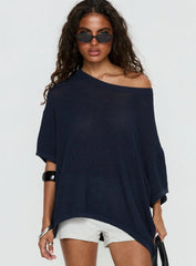 Seara Off Shoulder Knit Top Navy