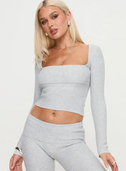 Closed Eyes Long Sleeve Top Grey