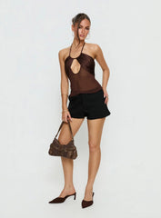 Whisperer Halter Chiffon Top Brown