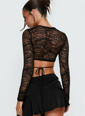 Uzo Long Sleeve Top Black Lace