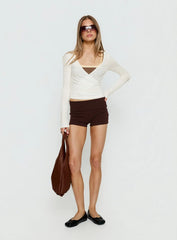 Sylka Long Sleeve Jersey Wrap Top White