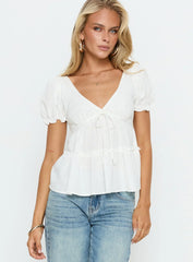 Kimberleigh Floaty Babydoll Top White
