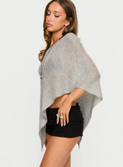 Deonie Knit Sequin Poncho Top Silver