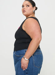 Back In Time Top Black / Pink Lace Curve