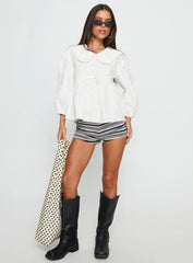 Narelle Deep Collar Blouse Top White