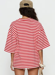 Bryanne Short Sleeve Top Red Stripe