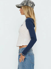 Tokyo 1990 Long Sleeve Raglan Graphic Top White / Blue