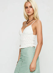 Clued In Frill Detail Top White
