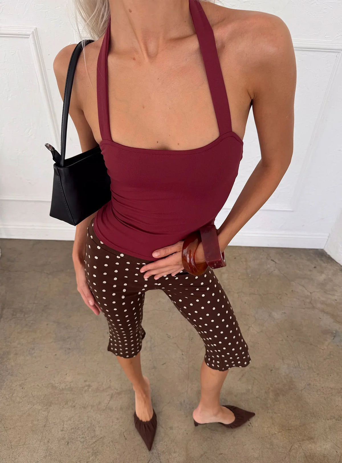 Ghisella Square Neck Halter Top Cherry