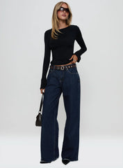 Harpur Long Sleeve Backless Top Black