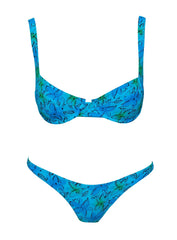 Sadley Underwire Shine Bikini Top Blue Floral
