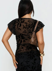Giuliana Top Leaf Flower Black