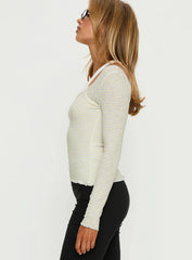 Ceyla Layered Long Sleeve Top White / Stripe