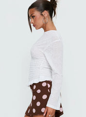 Bradly Shirred Long Sleeve Top White