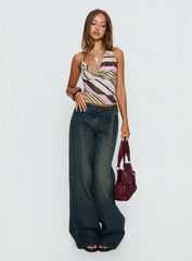Karmina Cowl Neck Halter Top Stripe Multi