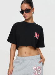 Harvard Graphic Track Top Black