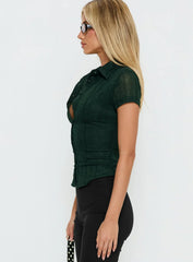 When You Sleep Short Sleeve Top Dark Green