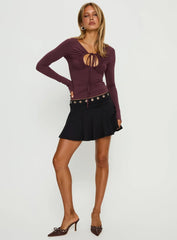 Angele Long Sleeve Keyhole Top Plum