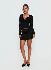 Azira Long Sleeve Frill Detail Top Black