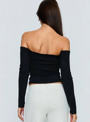 Ellaina Off Shoulder Long Sleeve Top Black